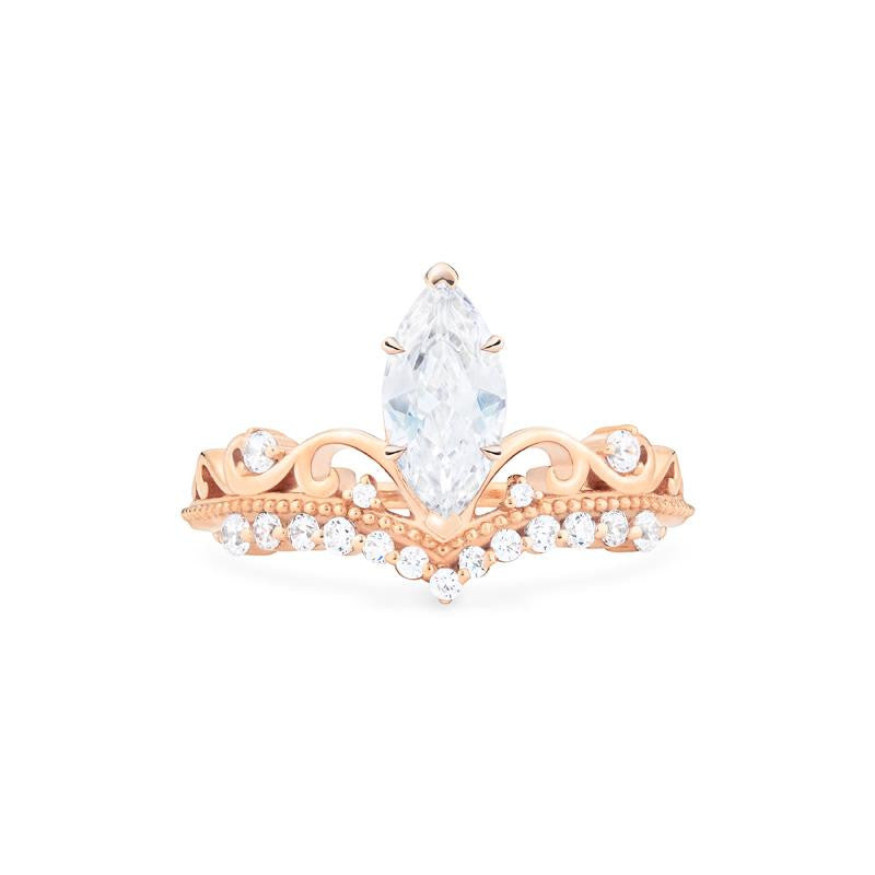 [Windsor] Heirloom Crown Marquise Cut Ring in Moissanite / Diamond Women's Ring michelliafinejewelry   