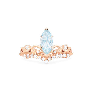 [Windsor] Ready-to-Ship Heirloom Crown Marquise Cut Ring in Aquamarine Women's Ring michelliafinejewelry   