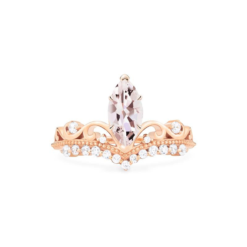 [Windsor] Heirloom Crown Marquise Cut Ring in Morganite Women's Ring michelliafinejewelry   