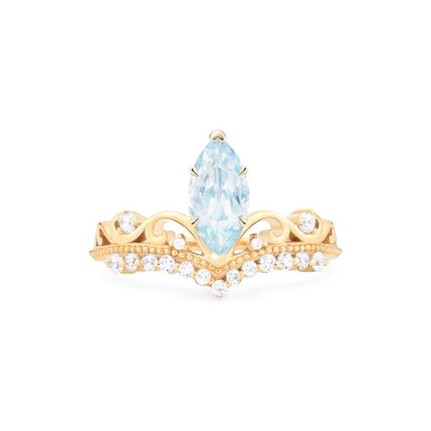 [Windsor] Heirloom Crown Marquise Cut Ring in Aquamarine Women's Ring michelliafinejewelry   