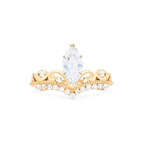 [Windsor] Vintage Crown Marquise Engagement Ring in Diamond / Moissanite Women's Ring michelliafinejewelry   