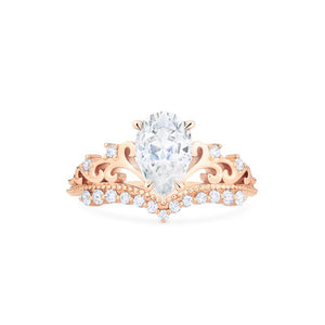 [Francesca] Heirloom Crown Pear Cut Ring in Moissanite / Diamond Women's Ring michelliafinejewelry   