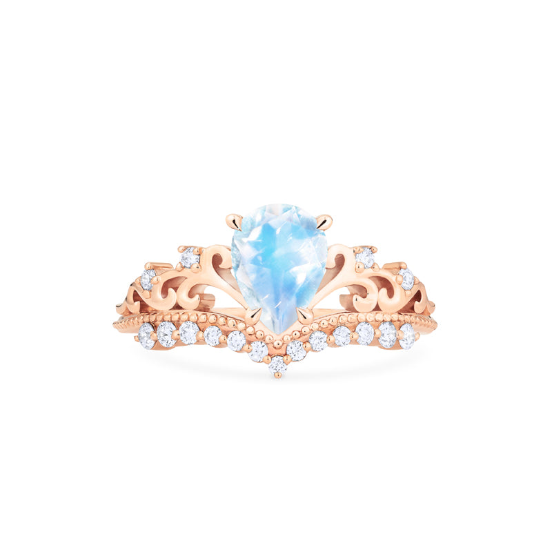 [Francesca] Heirloom Crown Pear Cut Ring in Moonstone Women's Ring michelliafinejewelry   