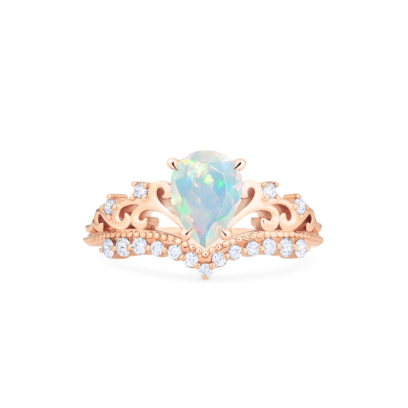 [Francesca] Heirloom Crown Pear Cut Ring in Opal Women's Ring michelliafinejewelry   