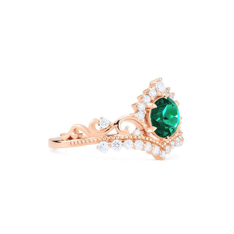 [Theia] Heirloom Crown Engagement Ring in Lab Emerald Women's Ring michelliafinejewelry   