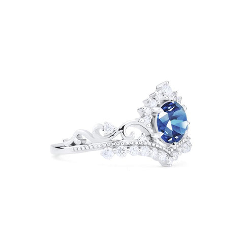 [Theia] Heirloom Crown Engagement Ring in Lab Blue Sapphire Women's Ring michelliafinejewelry   