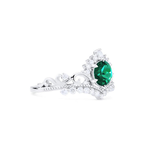 [Theia] Heirloom Crown Engagement Ring in Lab Emerald Women's Ring michelliafinejewelry   
