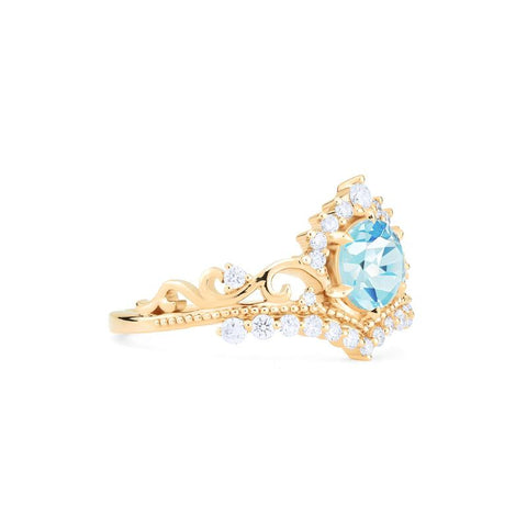 [Theia] Heirloom Crown Engagement Ring in Aquamarine Women's Ring michelliafinejewelry   