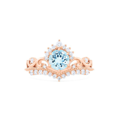 [Theia] Heirloom Crown Engagement Ring in Aquamarine Women's Ring michelliafinejewelry   