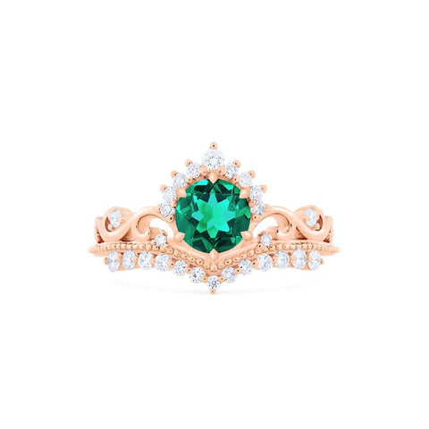 [Theia] Heirloom Crown Engagement Ring in Lab Emerald Women's Ring michelliafinejewelry   
