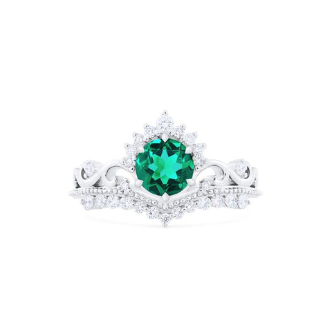 [Theia] Heirloom Crown Engagement Ring in Lab Emerald Women's Ring michelliafinejewelry   