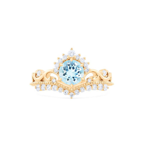 [Theia] Heirloom Crown Engagement Ring in Aquamarine Women's Ring michelliafinejewelry   