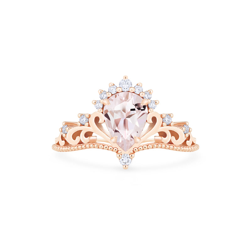 [Reinette] Empress Crown Pear Cut Ring in Morganite Women's Ring michelliafinejewelry   