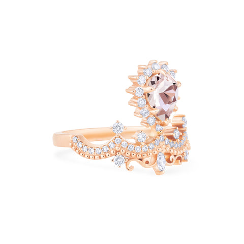[Angelique] Venetian Crown Engagement Ring in Morganite Women's Ring michelliafinejewelry