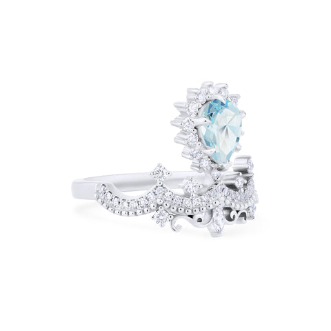 [Angelique] Venetian Crown Engagement Ring in Aquamarine Women's Ring michelliafinejewelry