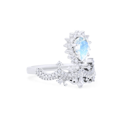 [Angelique] Venetian Crown Engagement Ring in Moonstone Women's Ring michelliafinejewelry