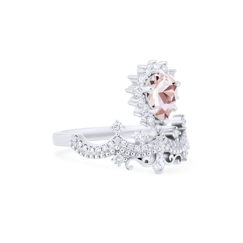 [Angelique] Venetian Crown Engagement Ring in Morganite Women's Ring michelliafinejewelry