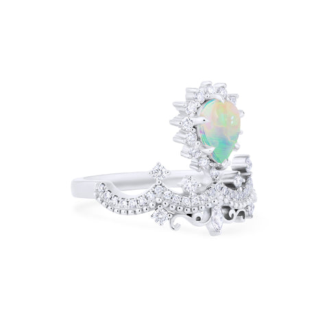 [Angelique] Venetian Crown Chandelier Ring in Australian Opal Women's Ring michelliafinejewelry
