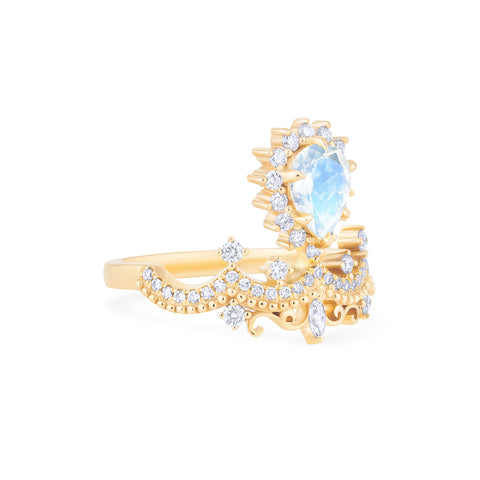 [Angelique] Venetian Crown Engagement Ring in Moonstone Women's Ring michelliafinejewelry