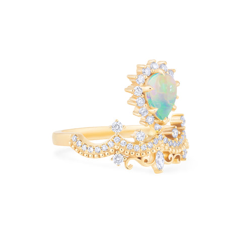 [Angelique] Venetian Crown Chandelier Ring in Australian Opal Women's Ring michelliafinejewelry