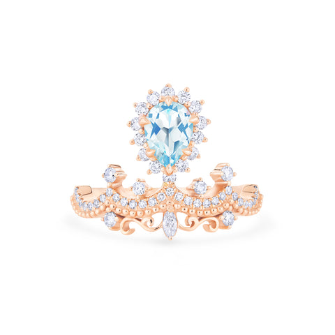 [Angelique] Venetian Crown Engagement Ring in Aquamarine Women's Ring michelliafinejewelry