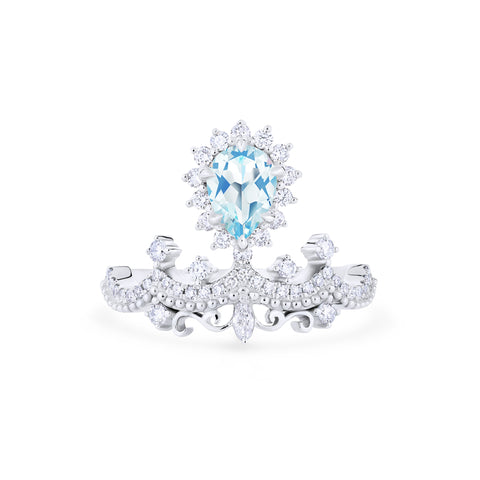 [Angelique] Venetian Crown Engagement Ring in Aquamarine Women's Ring michelliafinejewelry