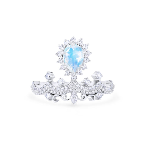 [Angelique] Venetian Crown Engagement Ring in Moonstone Women's Ring michelliafinejewelry