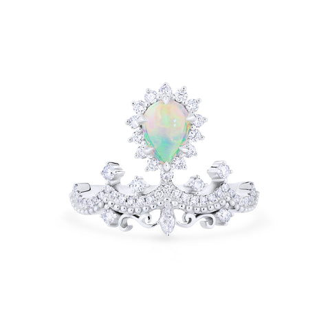 [Angelique] Venetian Crown Chandelier Ring in Australian Opal Women's Ring michelliafinejewelry