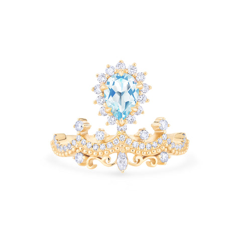 [Angelique] Venetian Crown Engagement Ring in Aquamarine Women's Ring michelliafinejewelry
