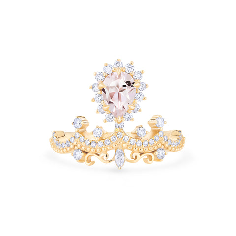 [Angelique] Venetian Crown Engagement Ring in Morganite Women's Ring michelliafinejewelry