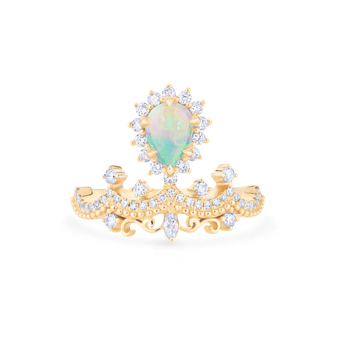 [Angelique] Venetian Crown Chandelier Ring in Australian Opal Women's Ring michelliafinejewelry