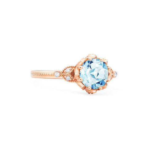 [Evanthe] Vintage Floral Engagement Ring in Aquamarine Women's Ring michelliafinejewelry   