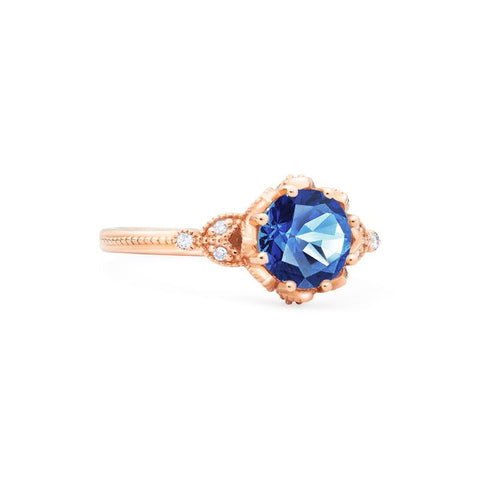 [Evanthe] Vintage Floral Engagement Ring in Blue Sapphire Women's Ring michelliafinejewelry   