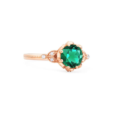 [Evanthe] Vintage Floral Engagement Ring in Emerald Women's Ring michelliafinejewelry   