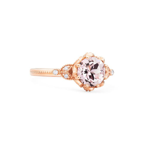 [Evanthe] Vintage Floral Engagement Ring in Morganite Women's Ring michelliafinejewelry   