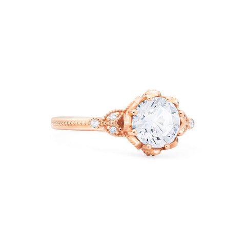 [Evanthe] Vintage Floral Engagement Ring in Diamond / Moissanite Women's Ring michelliafinejewelry   