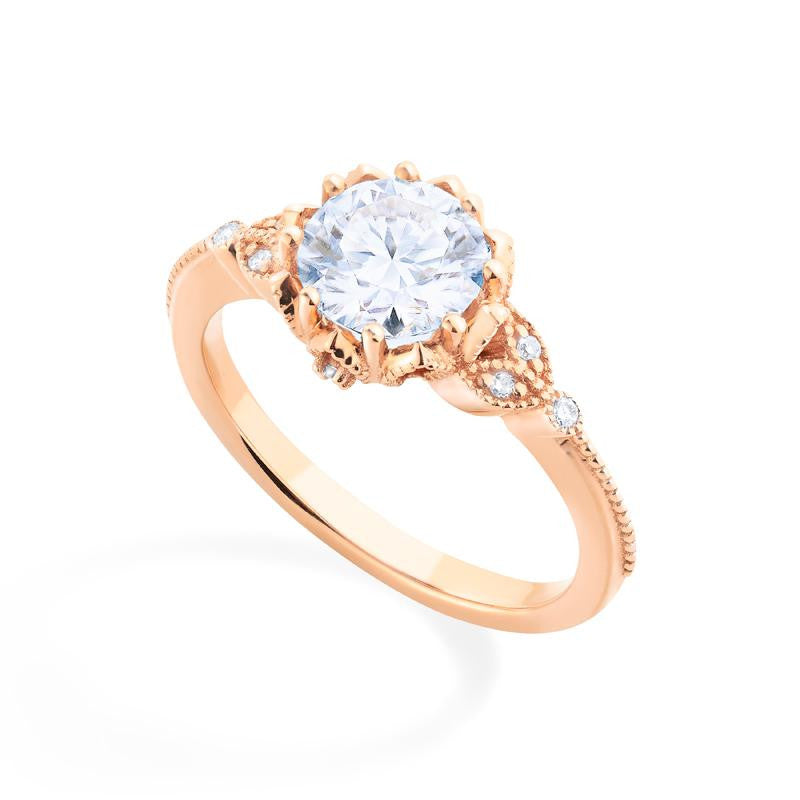 [Evanthe] Vintage Floral Engagement Ring in Diamond / Moissanite Women's Ring michelliafinejewelry   