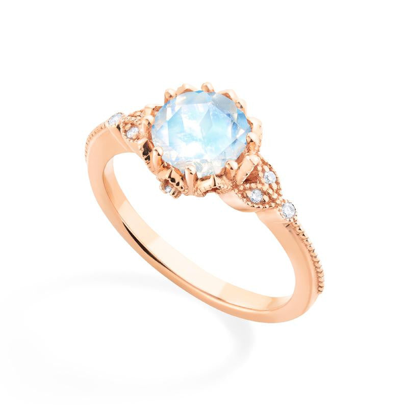 [Evanthe] Vintage Floral Engagement Ring in Moonstone Women's Ring michelliafinejewelry   