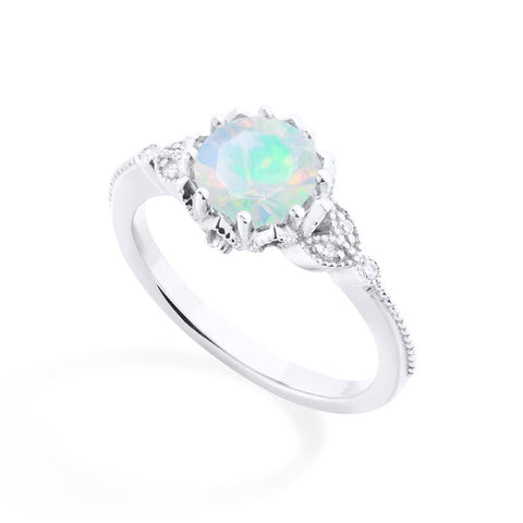 [Evanthe] Vintage Floral Engagement Ring in Opal Women's Ring michelliafinejewelry   