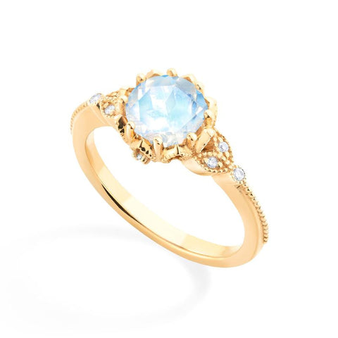 [Evanthe] Vintage Floral Engagement Ring in Moonstone Women's Ring michelliafinejewelry   
