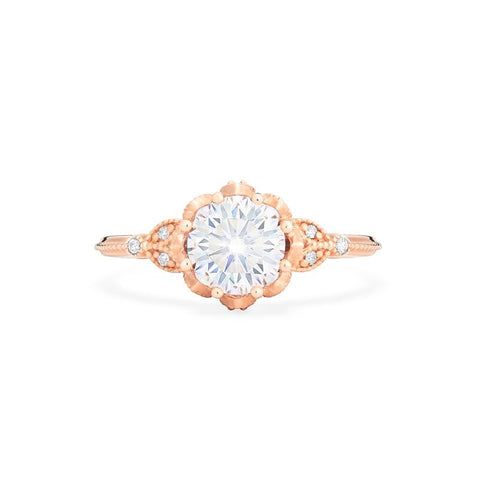 [Evanthe] Vintage Floral Engagement Ring in Diamond / Moissanite Women's Ring michelliafinejewelry   