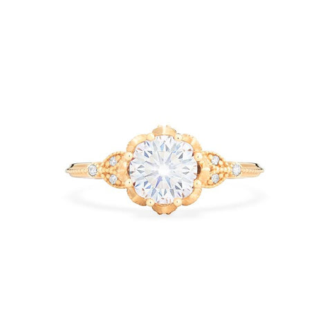 [Evanthe] Vintage Floral Engagement Ring in Diamond / Moissanite Women's Ring michelliafinejewelry   