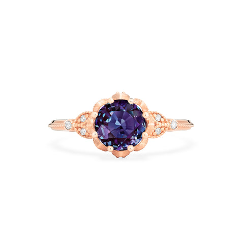 [Evanthe] Vintage Floral Engagement Ring in Lab Alexandrite Women's Ring michelliafinejewelry   