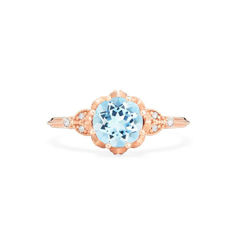 [Evanthe] Vintage Floral Engagement Ring in Aquamarine Women's Ring michelliafinejewelry   