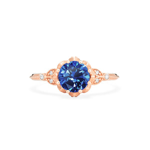 [Evanthe] Vintage Floral Ring in Lab Blue Sapphire Women's Ring michelliafinejewelry   