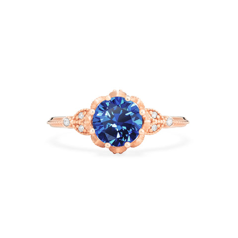 [Evanthe] Vintage Floral Engagement Ring in Blue Sapphire Women's Ring michelliafinejewelry   
