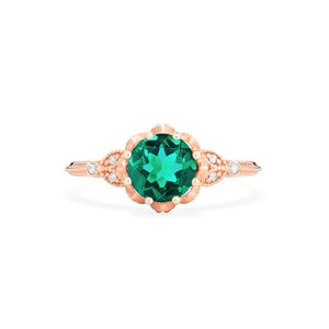 [Evanthe] Vintage Floral Ring in Lab Emerald Women's Ring michelliafinejewelry   