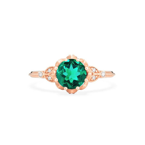 [Evanthe] Vintage Floral Engagement Ring in Emerald Women's Ring michelliafinejewelry   