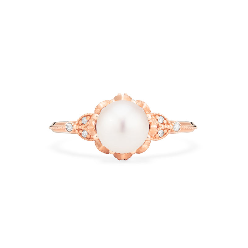 [Evanthe] Vintage Floral Ring in Akoya Pearl Women's Ring michelliafinejewelry   