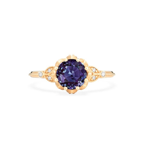[Evanthe] Vintage Floral Engagement Ring in Lab Alexandrite Women's Ring michelliafinejewelry   